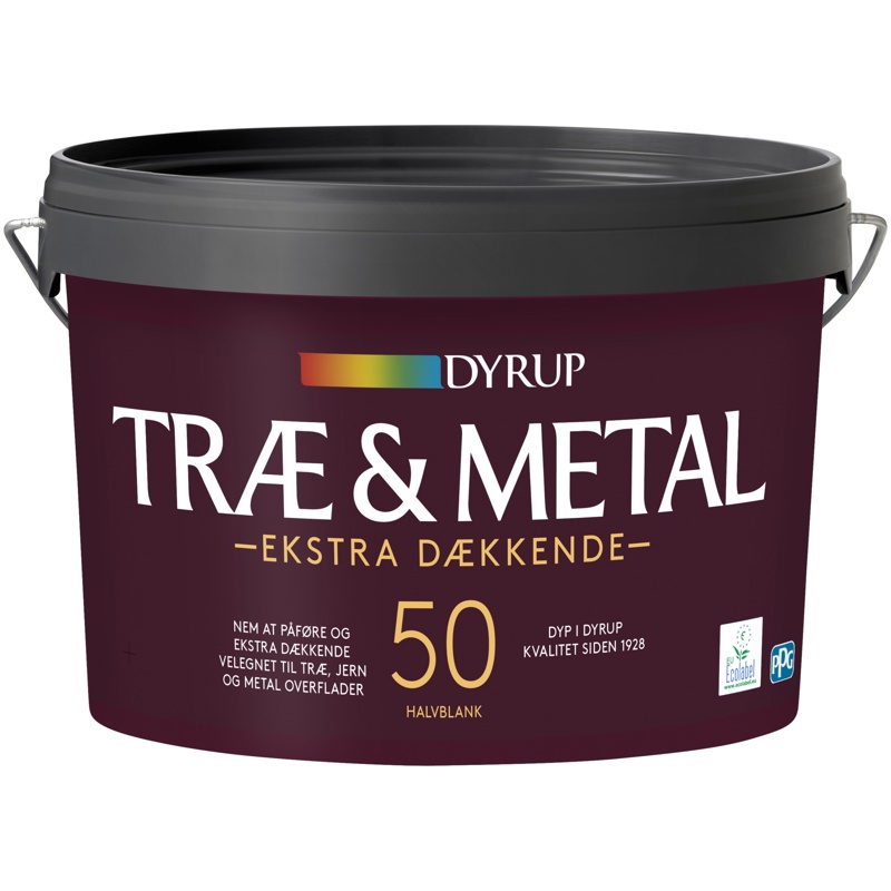 Dyrup, Træ- & metalmaling, Ekstra Dækkende 50, hvid, 2,25 L