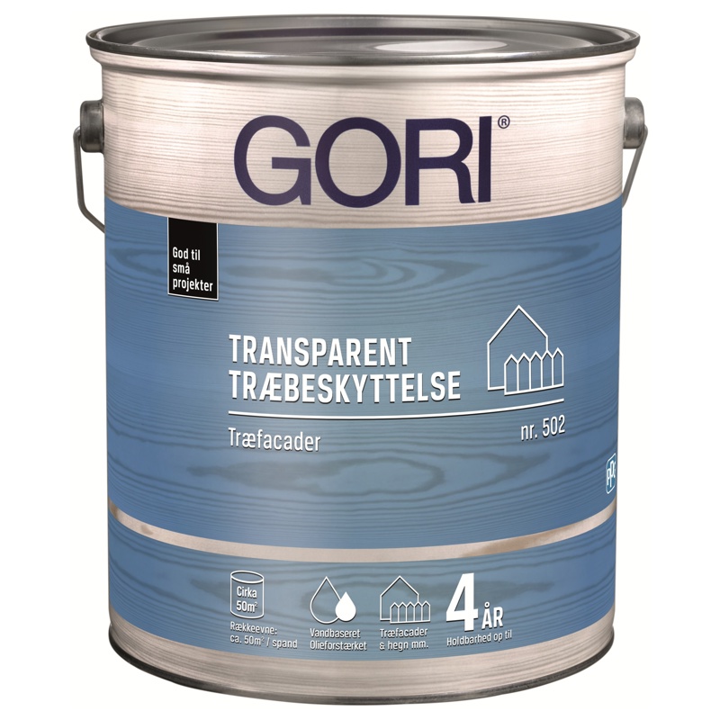 GORI 502, Transparent træbeskyttelse, træfacader, farveløs, 5 L