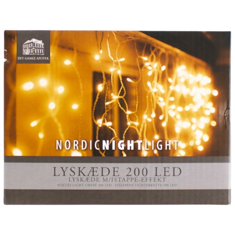 Lyskæde m/istapper, 4,5 m, 200 LED