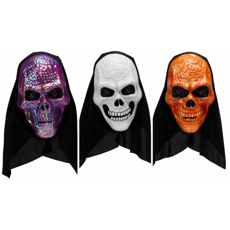 Halloweenmaske med hætte, assorteret