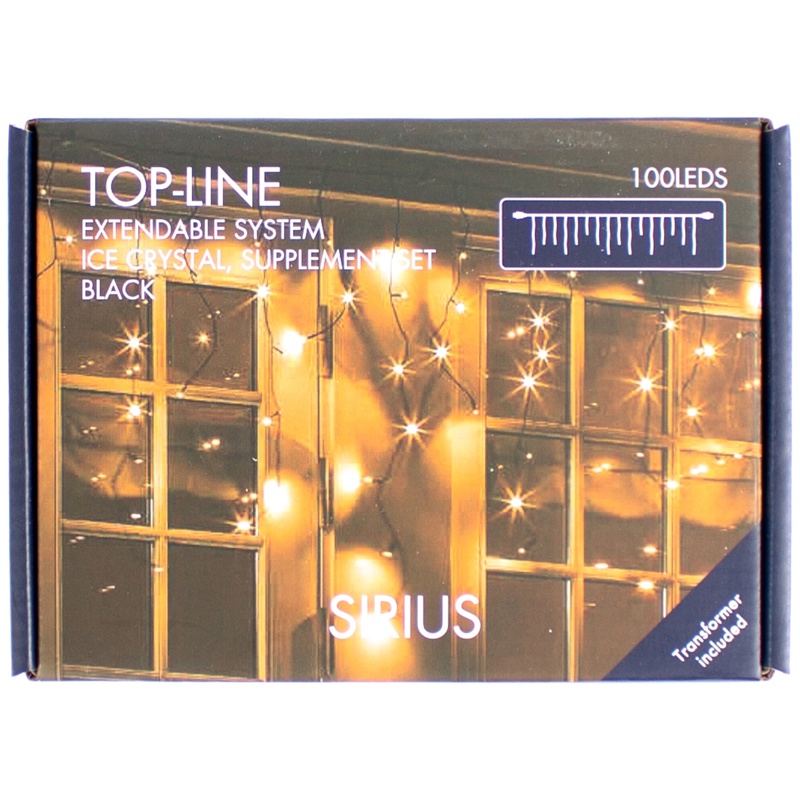 Sirius Top-Line, Lyskæde m/istapper, supplering, 2,5 m, 100 LED