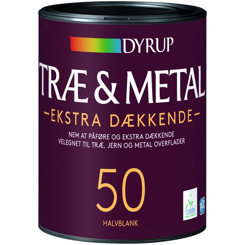 Dyrup, Træ- & metalmaling, Ekstra Dækkende 50, hvid, 0,75 L