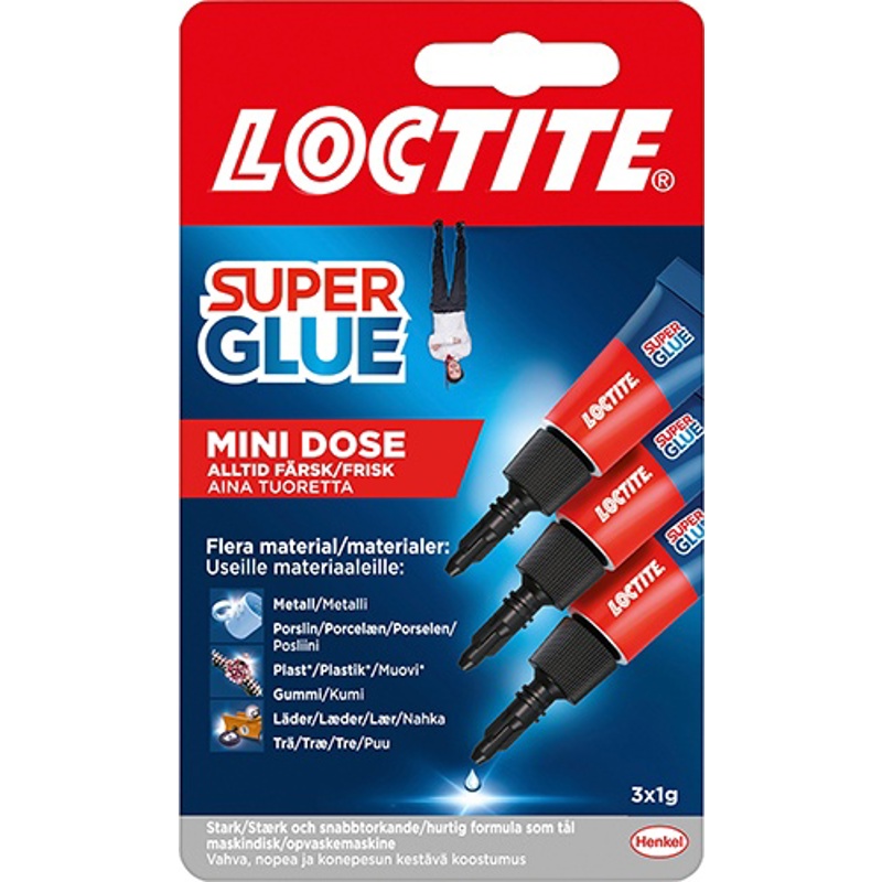 Loctite, Superlim, Super Glue Mini Dose, 3x1 g