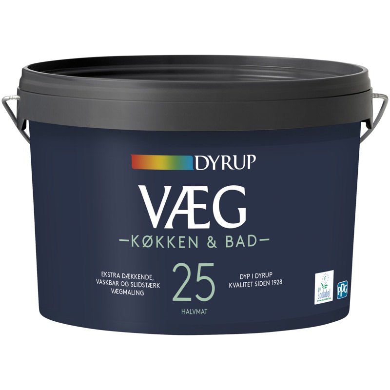 Dyrup, Vægmaling, Køkken & Bad 25, hvid, 2,25 L