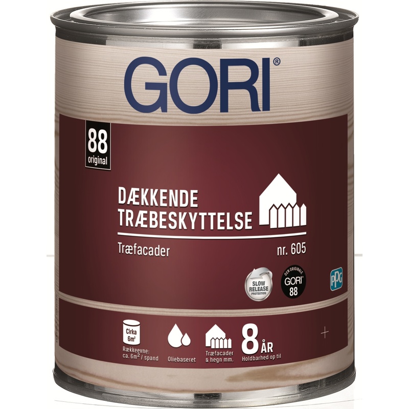 GORI 605, Dækkende træbeskyttelse, træfacader, kulsort, 0,75 L