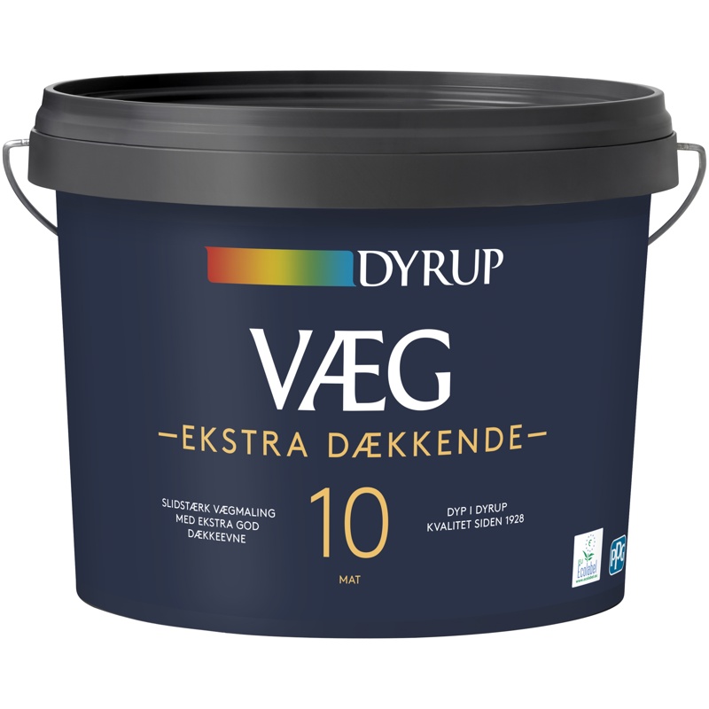 Dyrup, Vægmaling, Ekstra Dækkende 10, hvid, 9 L