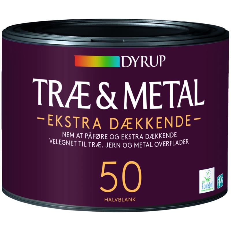 Dyrup, Træ- & metalmaling, Ekstra Dækkende 50, hvid, 0,38 L