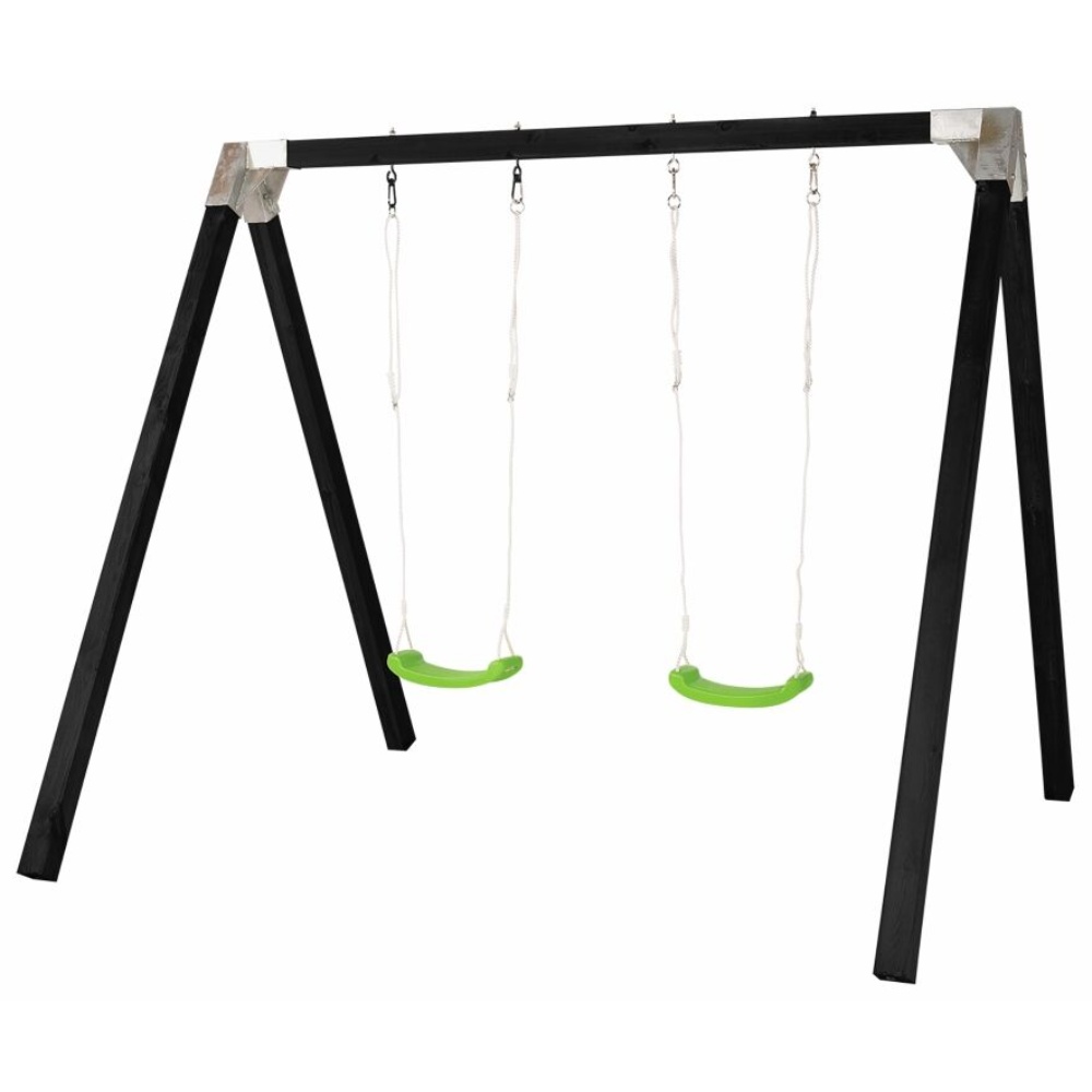 Plus Luksus, Gyngestativ m/grønne gynger, sort - Silvan