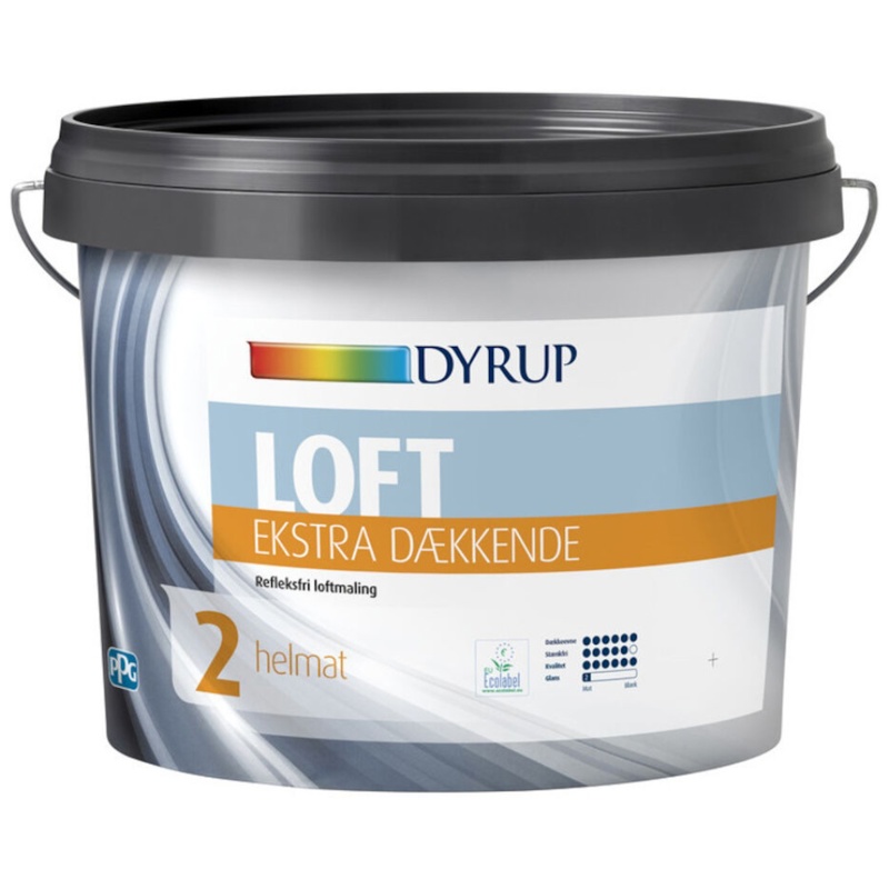 Dyrup, Loft Ekstra Dækkende, hvid, glans 2, 9 L
