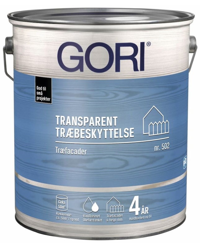 Gori 502, Transparent træbeskyttelse, træfacader, farveløs, 5 L