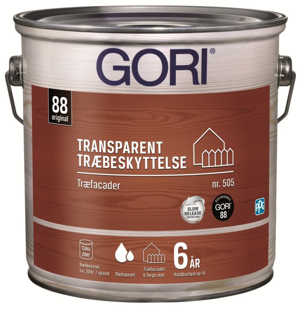 Gori 505, Transparent træbeskyttelse, træfacader, pine, 2,5 L - Silvan