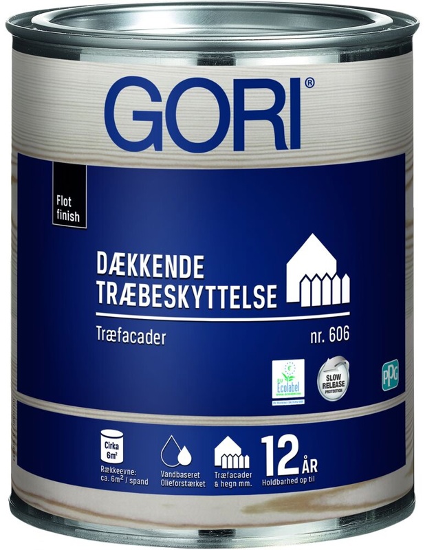 Gori 606, Dækkende træbeskyttelse, træfacader, kridt, 0,75 L