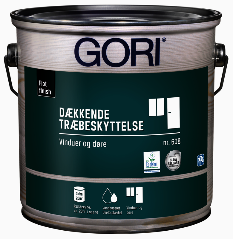Gori 608, Dækkende træbeskyttelse, vinduer og døre, kridt, 2,5 L