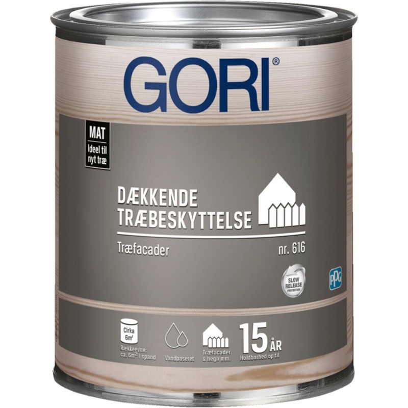 Gori 616, Dækkende træbeskyttelse, træfacader, base 10, 0,75 L