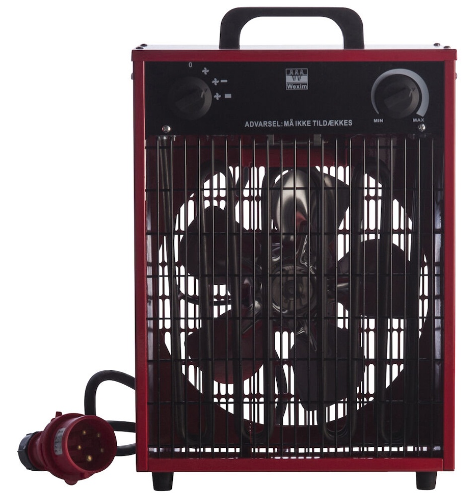 Wexim, Varmeblæser m. CEE-stik, rød, 4500/9000 W - Silvan