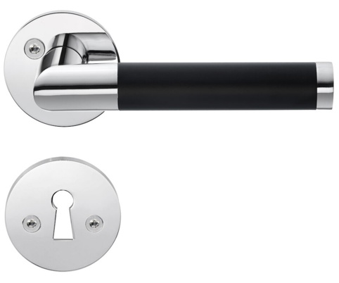 Beslagsboden, Dørgreb, Design, poleret krom/sort, Ø20 mm