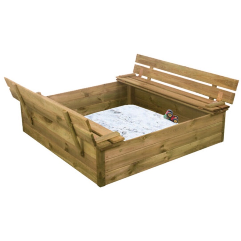 Sandkasse m/låg, 120x120 cm, trykimprægneret