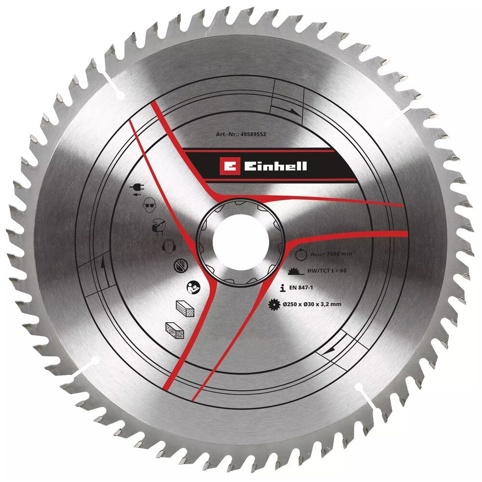 Einhell, Rundsavsklinge, T60, Ø250 mm x 3,2 mm