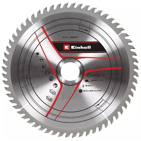 Einhell, Savklinge t/kap-/geringssav, T60, Ø216 mm x 2,4 mm