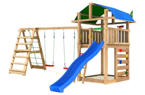 Jungle Gym Fort 2.1, Legetårn m/klatremodul, 448x443x296 cm