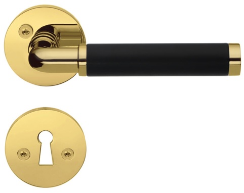 Beslagsboden, Dørgreb, Design, poleret messing/sort, Ø19 mm