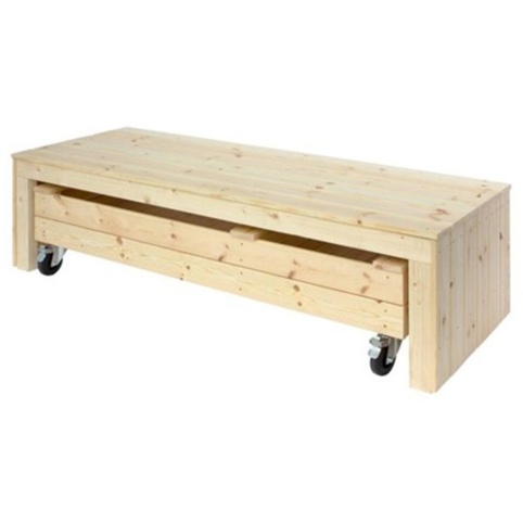 Plus Fun Sandkasse m/Hjul 60x180 cm Ubehandlet