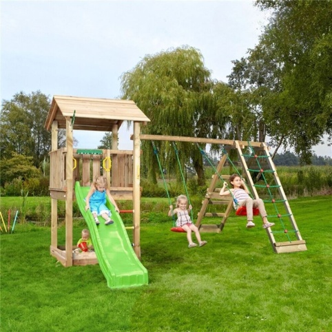 Jungle Gym Casa 2.1, Legetårn m/klatremodul, natur, 298x399x277 cm