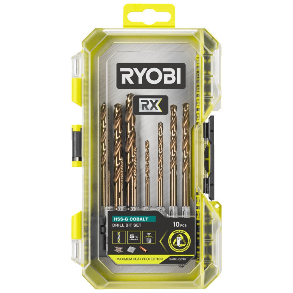 Ryobi, Koboltborsæt, RX, HSS-G, 10 dele