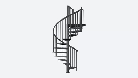 Dolle, Spindeltrappe, Toronto, galvaniseret stål, antracit, 11+1 trin, Ø125 cm