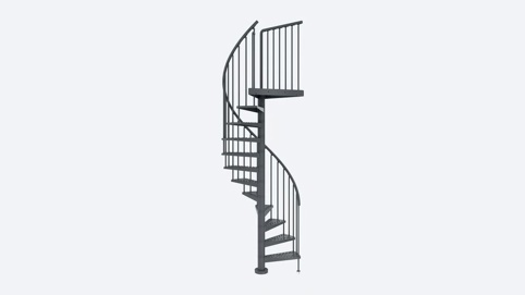 Dolle, Spindeltrappe, Toronto, galvaniseret stål, antracit, 14+1 trin, Ø155 cm