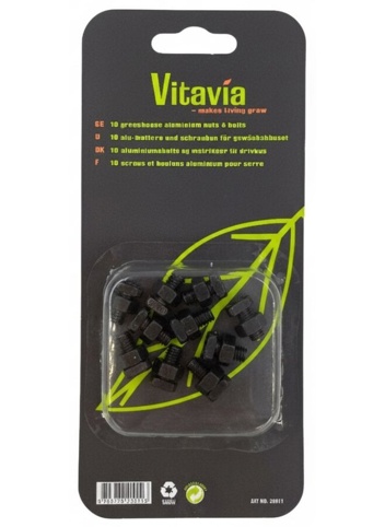 Vitavia, Bolte og møtrikker, 10 stk., sort