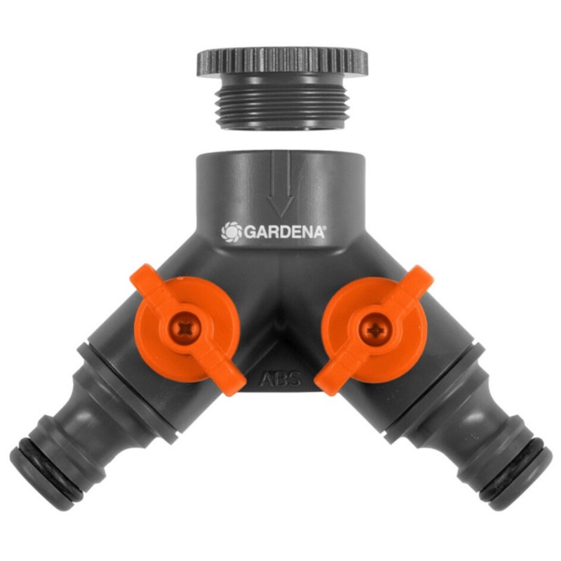 Gardena, Hanekobling med to haner, 26,5 mm (3/4’’) / 21 mm (1/2’’)