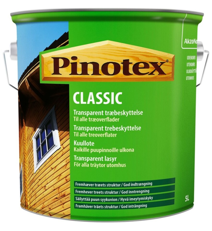 Pinotex, Transparent træbeskyttelse, Classic, teak, 5 L