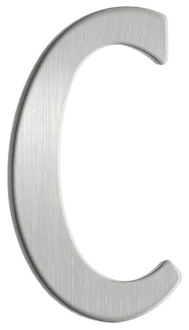 Beslagsboden, Postkassebogstav C, børstet stål, 43 mm
