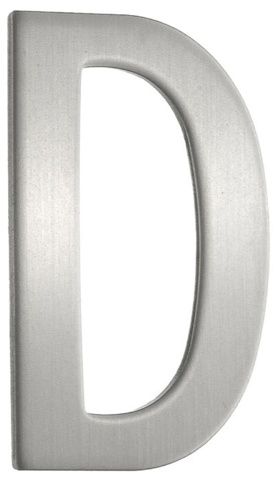 Beslagsboden, Postkassebogstav D, børstet stål, 43 mm