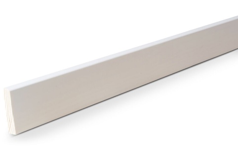 Hornbaek, Forkantliste, afrundet, hvidmalet fyr, 9x33x3000 mm