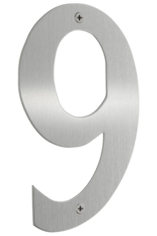 Beslagsboden, Husnummer 9, børstet stål, 150 mm