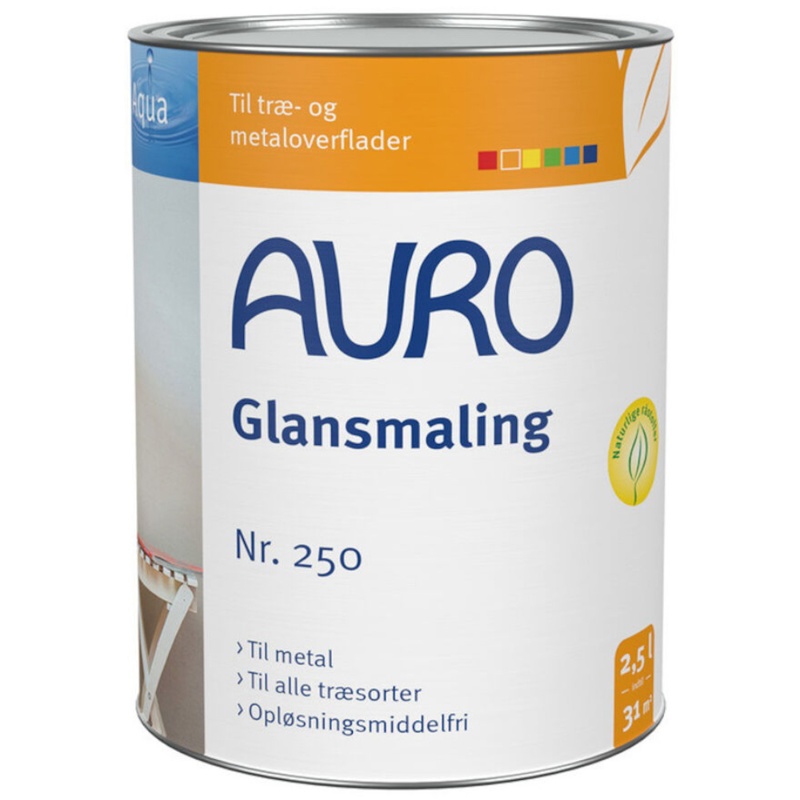 Auro, Glansmaling, 250, blank sort, 2,5 L