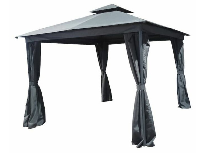 Vieste, Havepavillon m/sider, 300x300 cm, sort/antracit