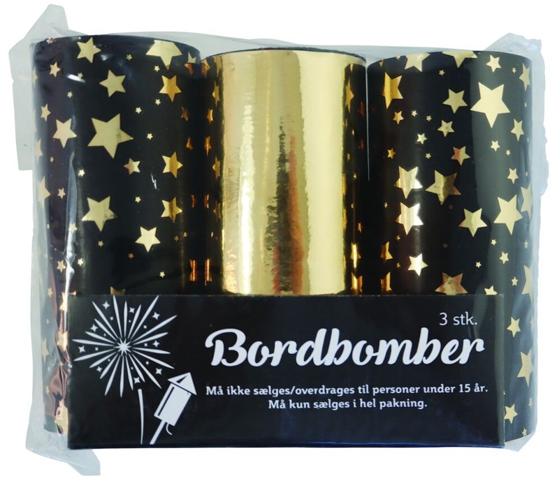 Bordbomber, ass. farver, 10 cm, 3 stk.