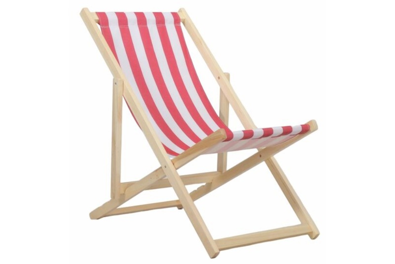 Strandstol, rød/hvid