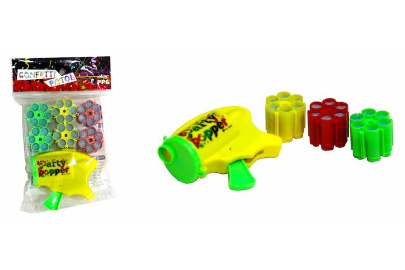 Konfettipistol, 6 magasiner