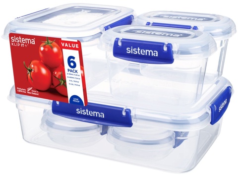 Sistema, Madopbevaringsboks, Klip It Plus, plast, 6-pak