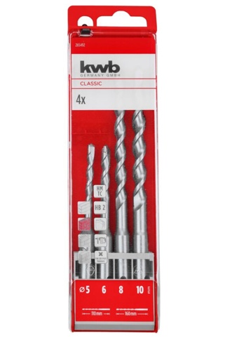 KWB, Hammerborsæt, 2-skærs, Ø5/6/8/10 mm, 110/160 mm, 4 dele