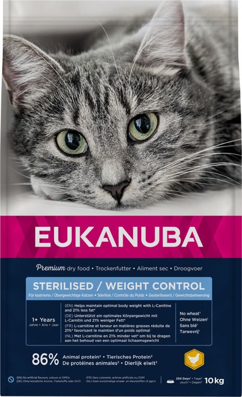 Eukanuba Sterilised/weight control, Tørfoder m/kylling, 10 kg