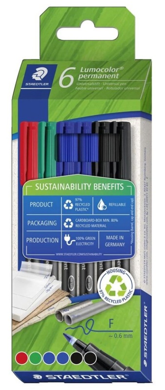 Staedtler, Markere, Lumocolor Permanent Pen 318, 6 stk.