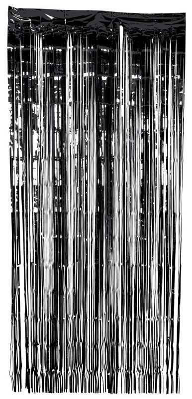 Lamettagardin, sort, 90x250 cm