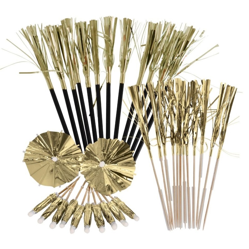 Pynt til drinks, guld, 40 dele