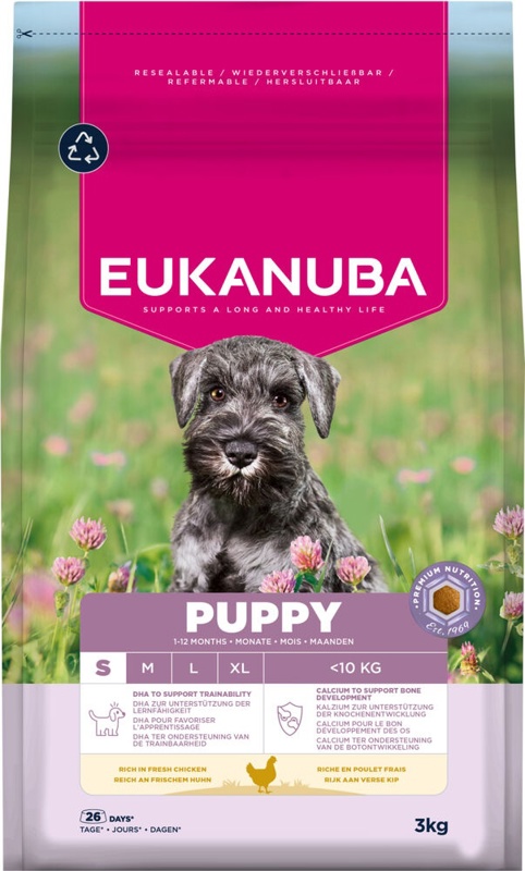 Eukanuba Puppy, Tørfoder m/kylling, 3 kg