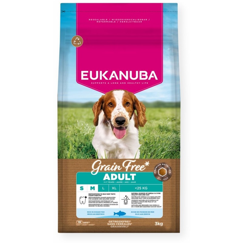 Eukanuba Adult, Tørfoder m/fisk, 3 kg